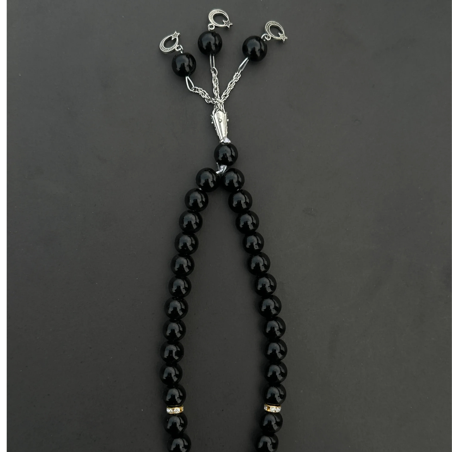 Khan Sahib Style Tasbih – 33 Beads (Black Aqeeq)