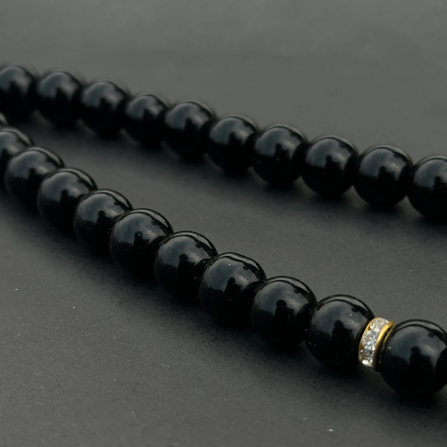 Khan Sahib Style Tasbih – 33 Beads (Black Aqeeq)