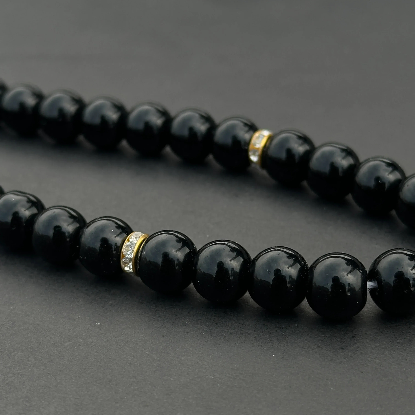 Khan Sahib Style Tasbih – 33 Beads (Black Aqeeq)