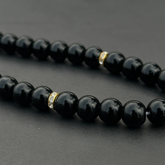Khan Sahib Style Tasbih – 33 Beads (Black Aqeeq)